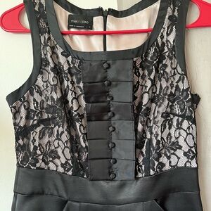 Max & Cleo black and tan cocktail dress.